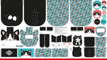 Preview: Tierbeutel Katze by Käselotti Panel ca. 80 cm 